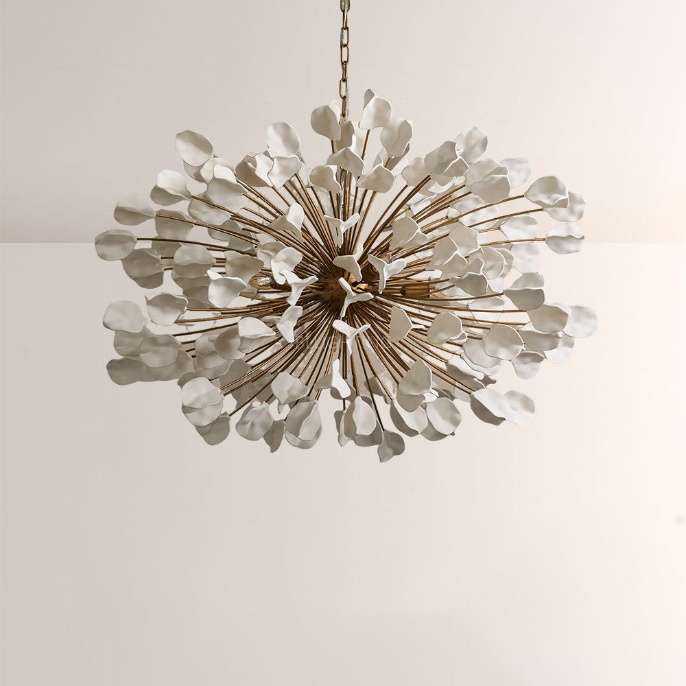 Modern Ceramic Leaf Chandelier Brass