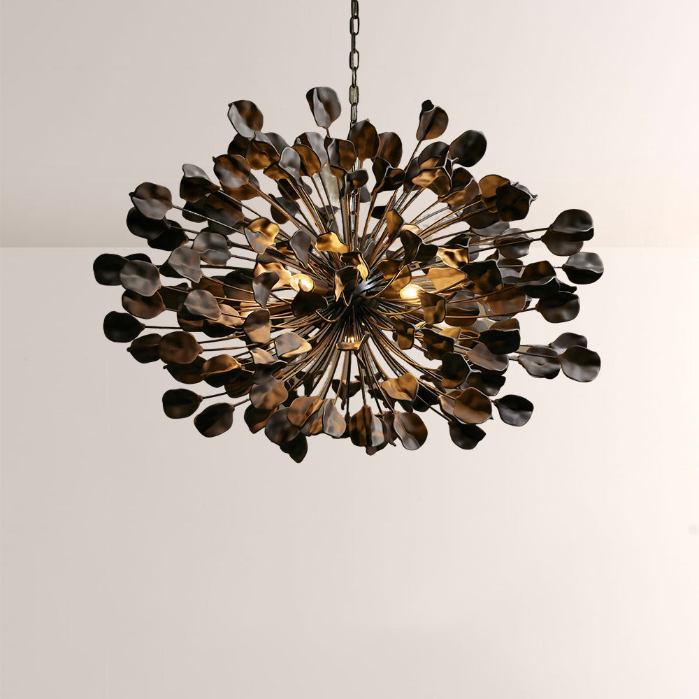 Modern Ceramic Leaf Chandelier Brass