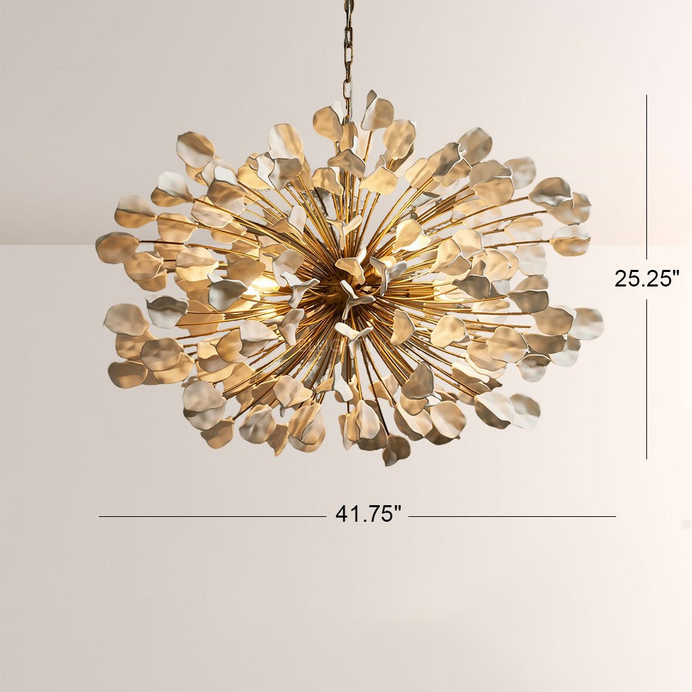 Modern Ceramic Leaf Chandelier Brass