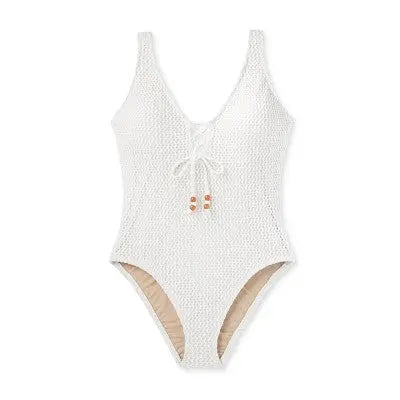 Shade & Shore Women's Crochet Lace Up One Piece Swimsuit Swimwear