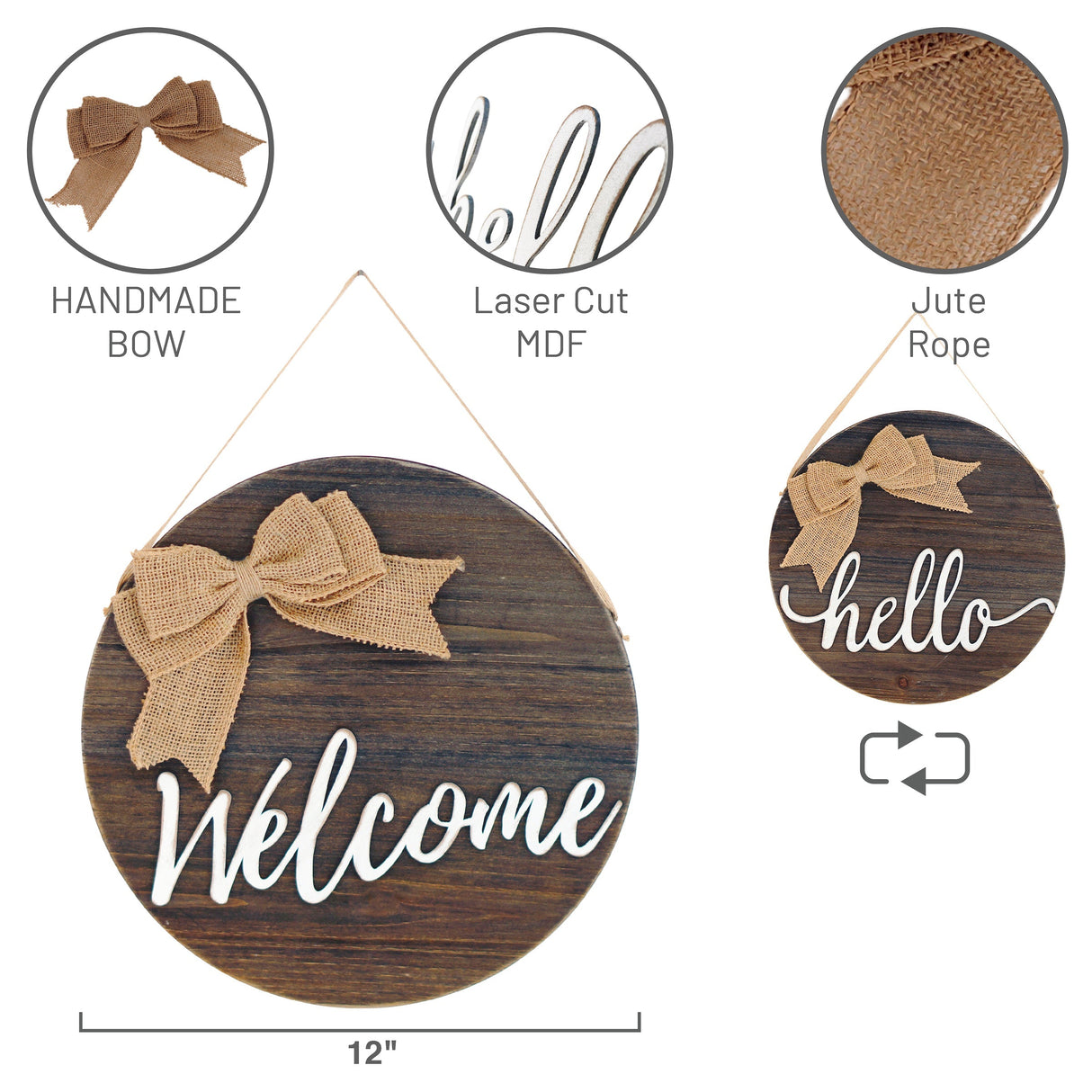 Welcome hello reversible wood wall decor