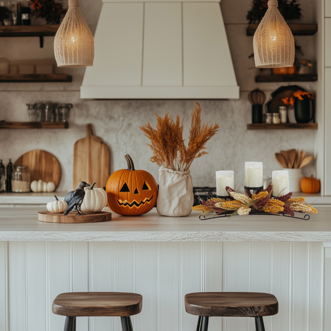 Harvest centerpiece with 3 led candles