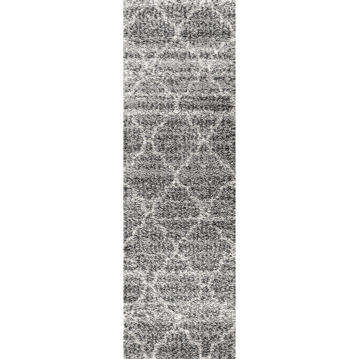 Susa Ogee Moroccan Trellis Shag Indigo Runner Rug