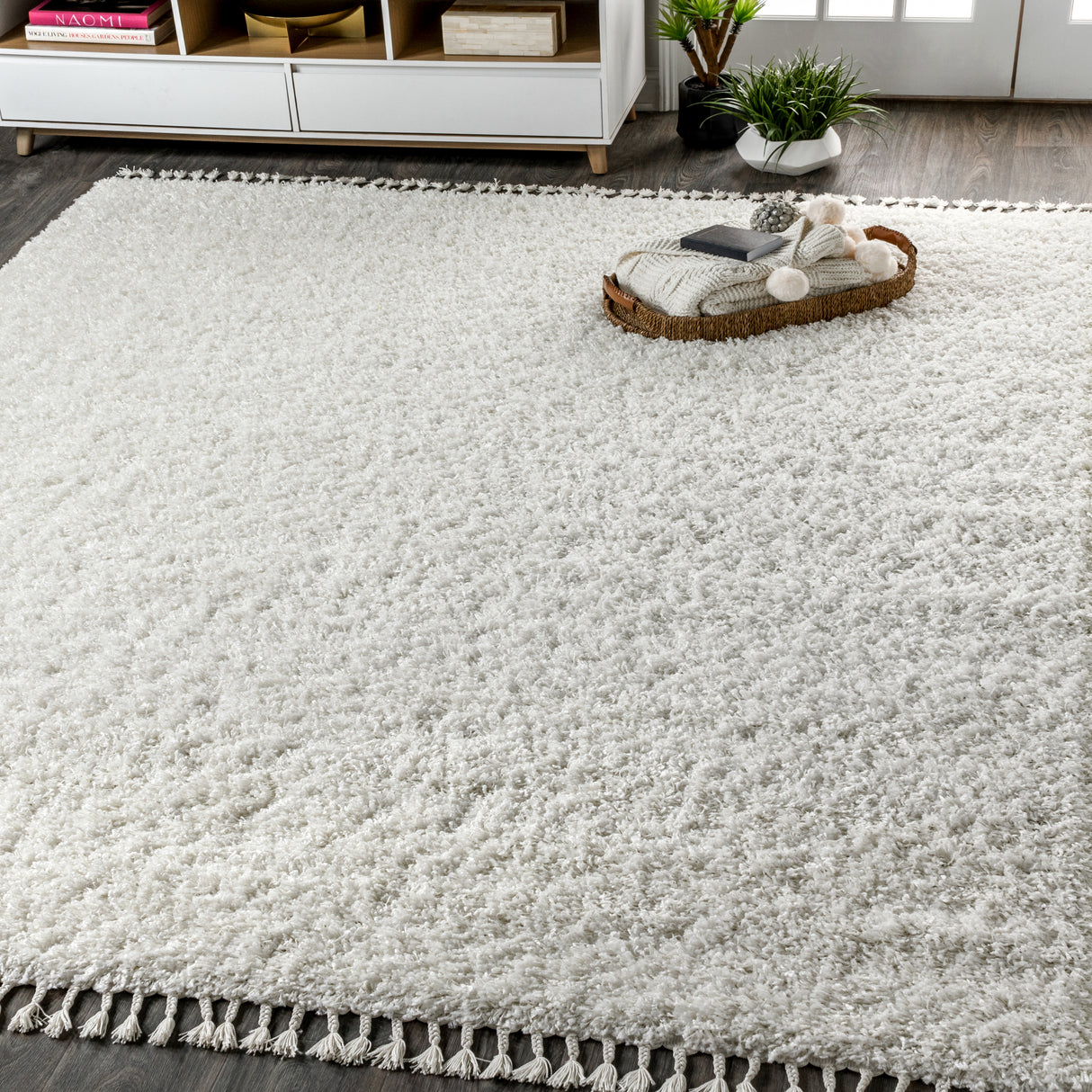 Mercer Shag Plush Tassel Area Rug 3x5 Charcoal