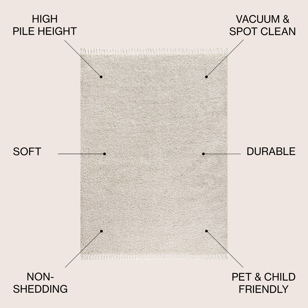Mercer Shag Plush Tassel Area Rug 3x5 Charcoal
