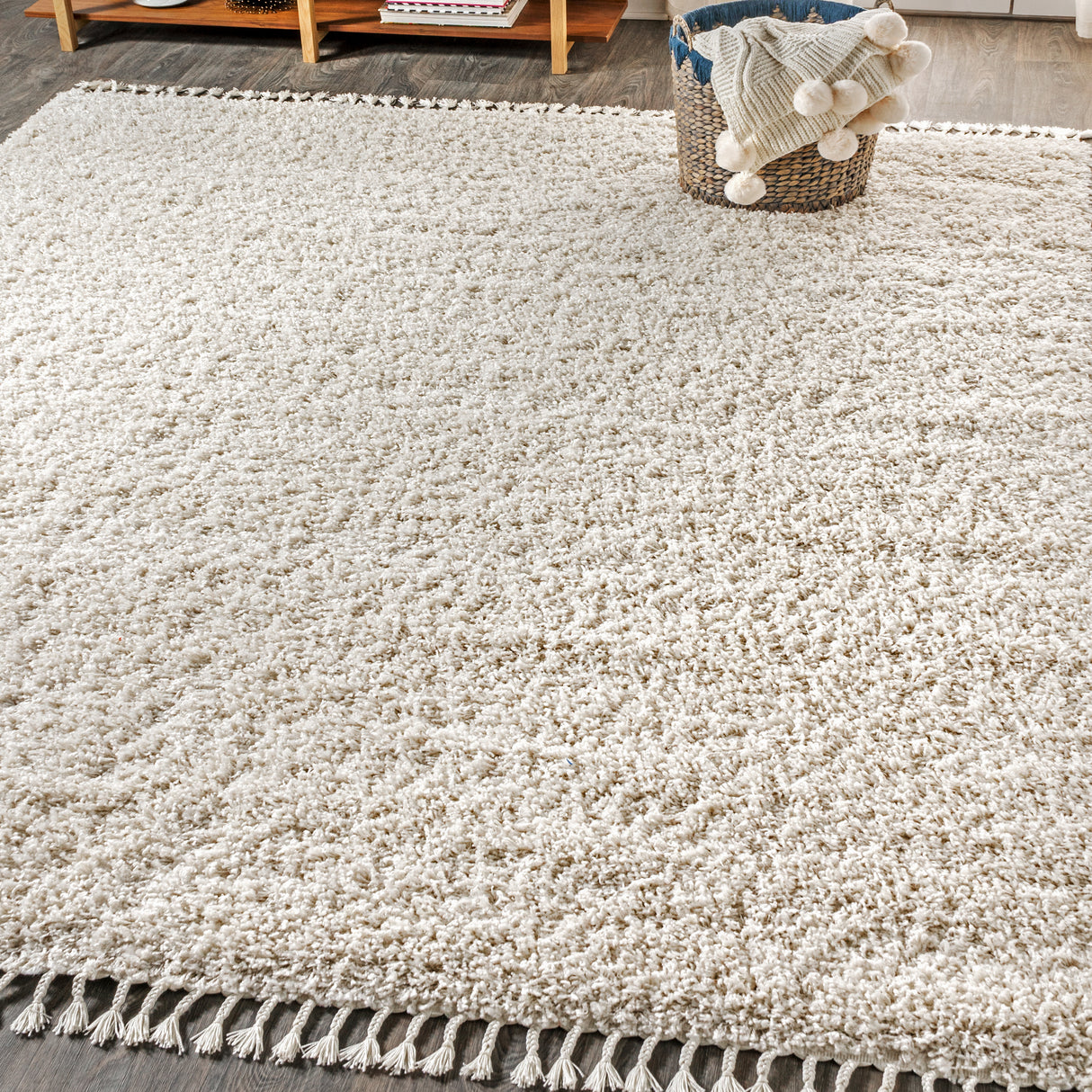 Mercer Shag Plush Tassel Area Rug 3x5 Charcoal