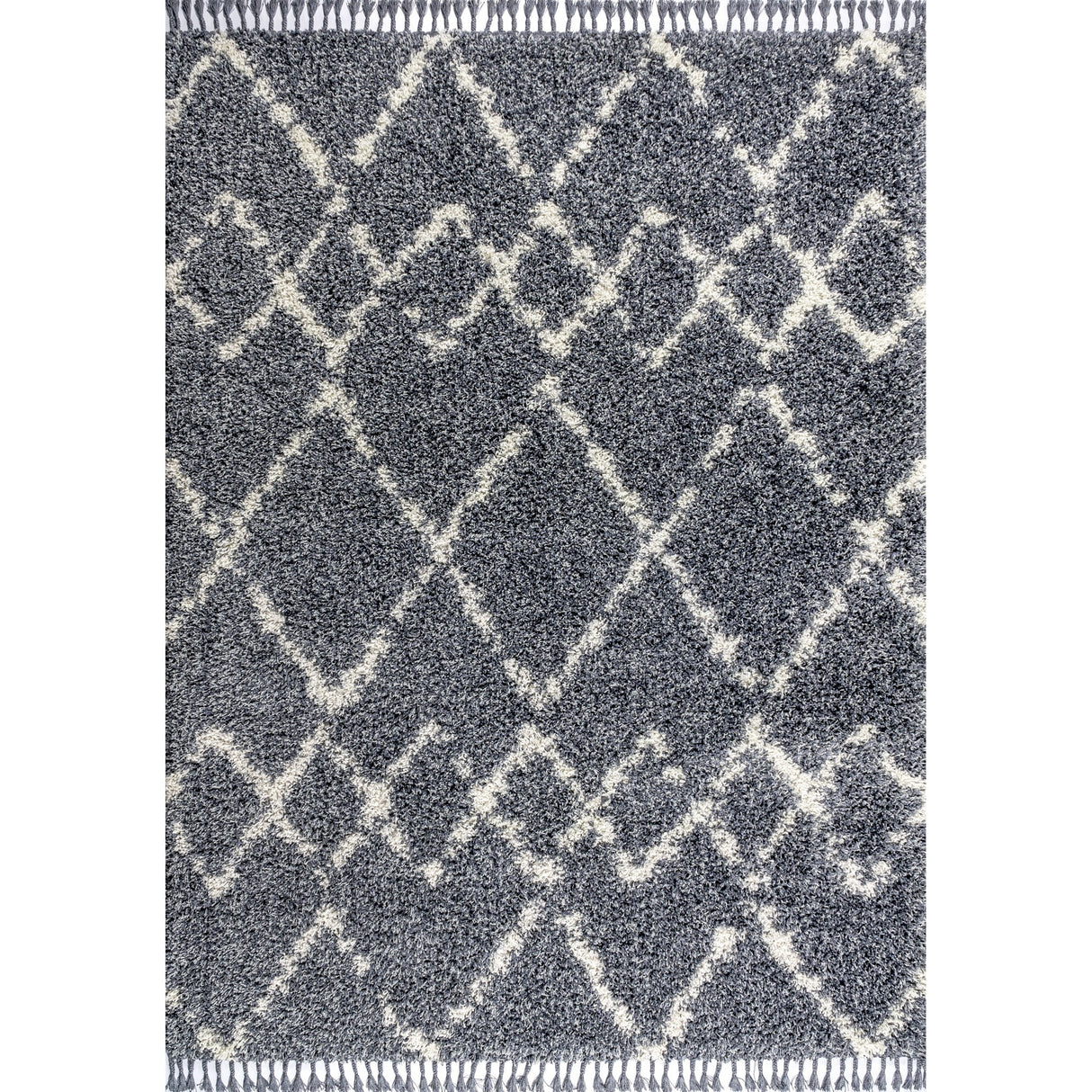 Mercer Shag Plush Tassel Moroccan Tribal Geometric Trellis Area Rug