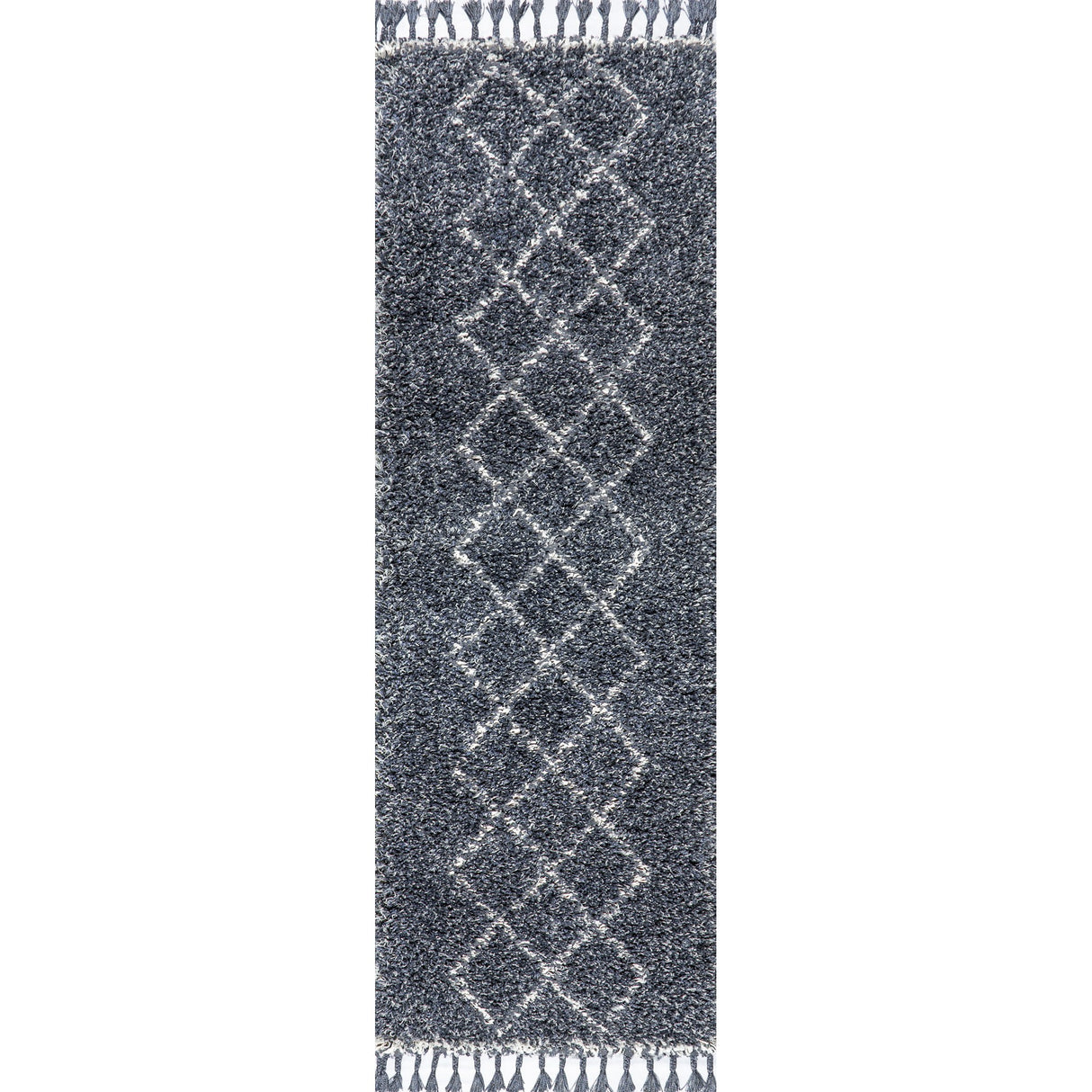 Mercer Shag Plush Tassel Moroccan Tribal Geometric Runner Rug