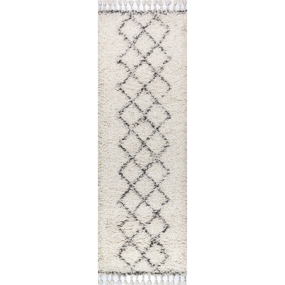 Mercer Shag Plush Tassel Moroccan Tribal Geometric Runner Rug