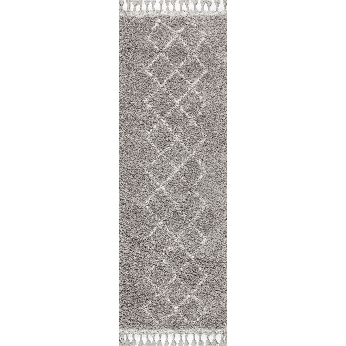 Mercer Shag Plush Tassel Moroccan Tribal Geometric Runner Rug