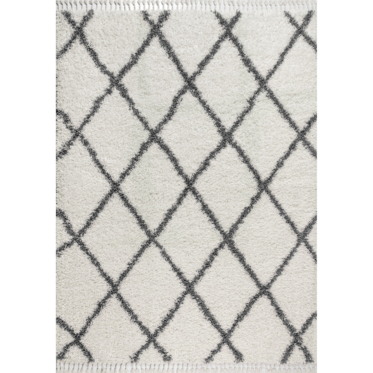 Mercer Shag Plush Tassel Moroccan Trellis Area Rug