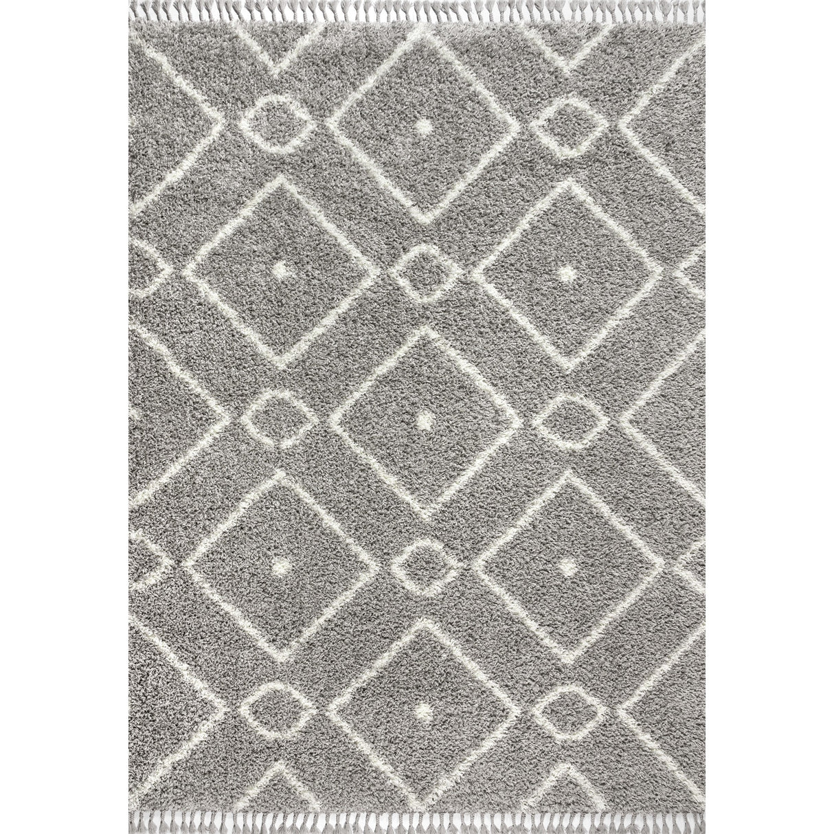 Mercer Shag Plush Tassel Moroccan Diamond Area Rug