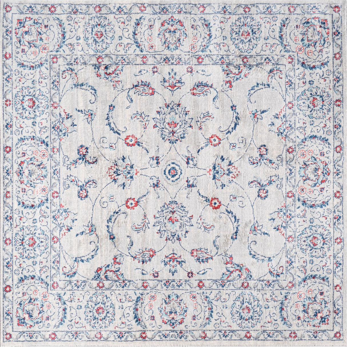 Gray Modern Persian Vintage Square Area Rug