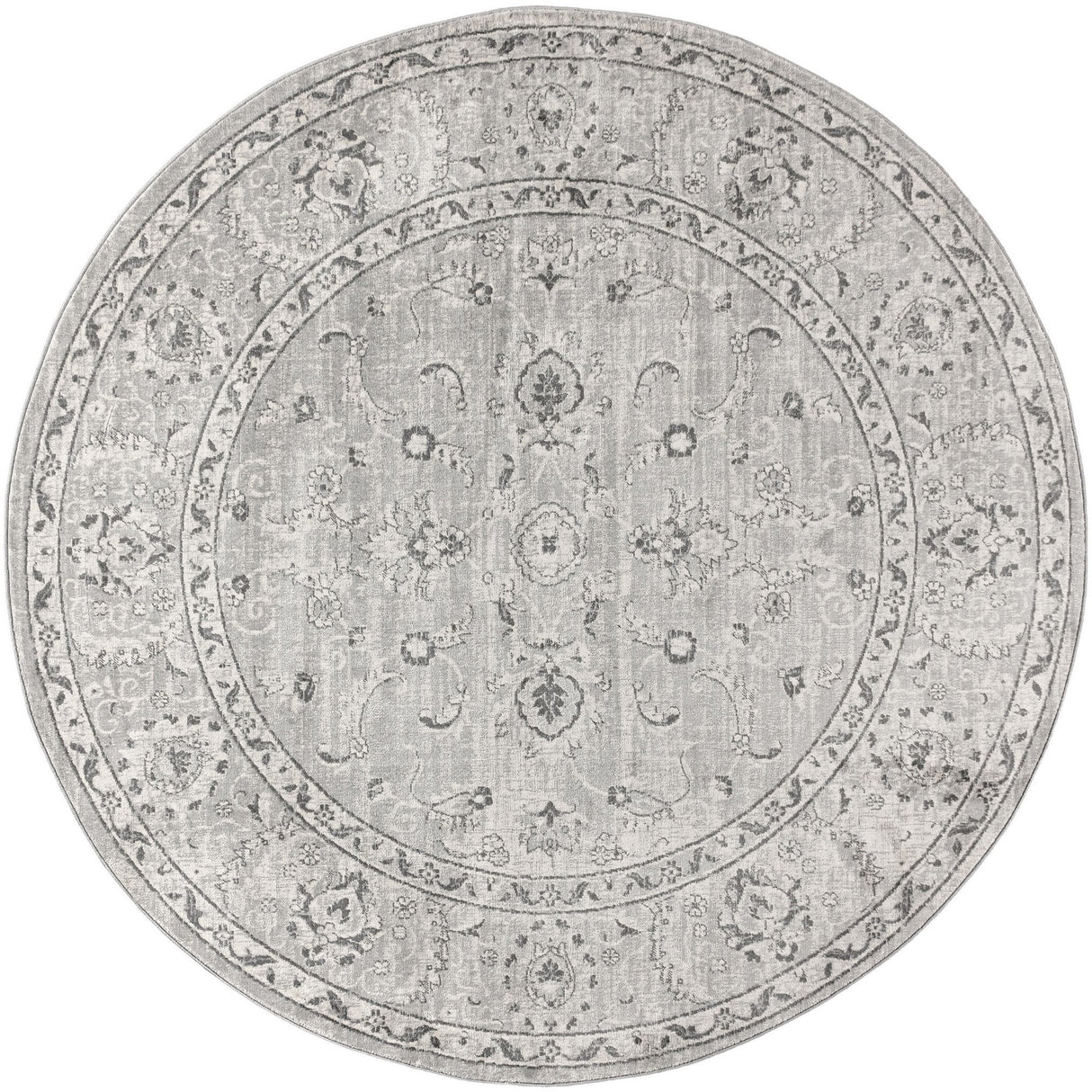 Gray Modern Persian Vintage Round Area Rug