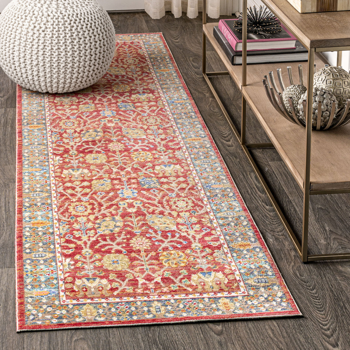 India-Flower-and-Vine-Runner-Rug-Runner-Rugs