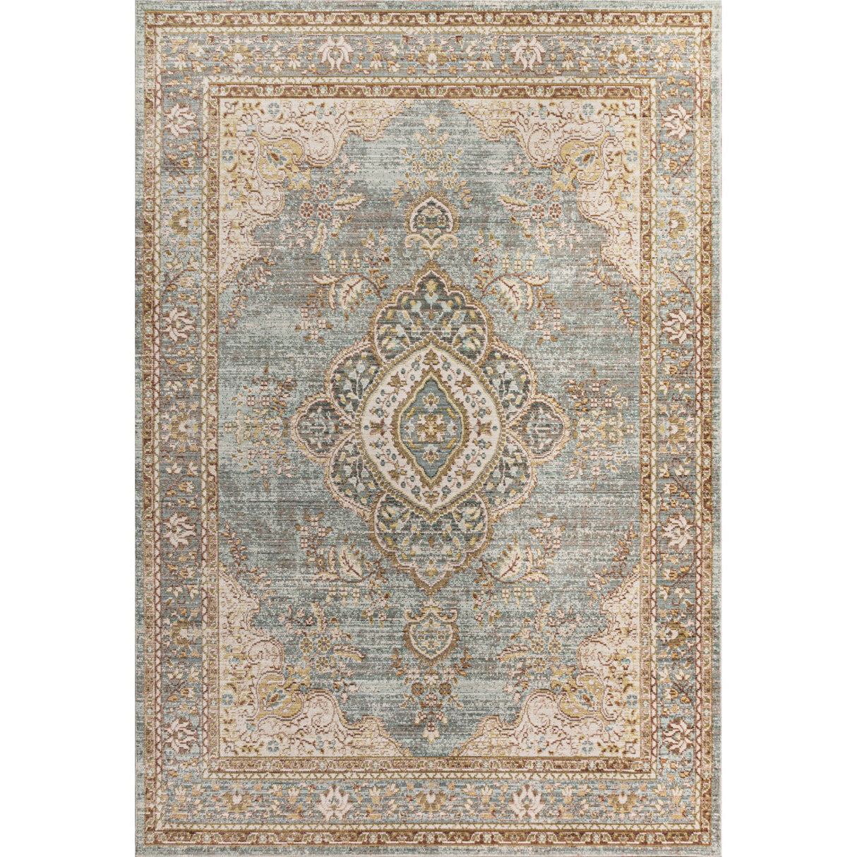 Khilana Floral Medallion Chambray Area Rug