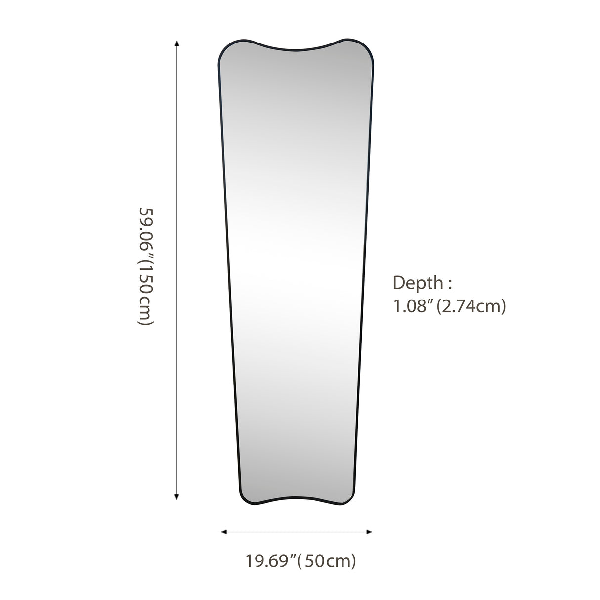 Alfie Rectangular Metal Framed Wall Mounted Full-Length Mirror