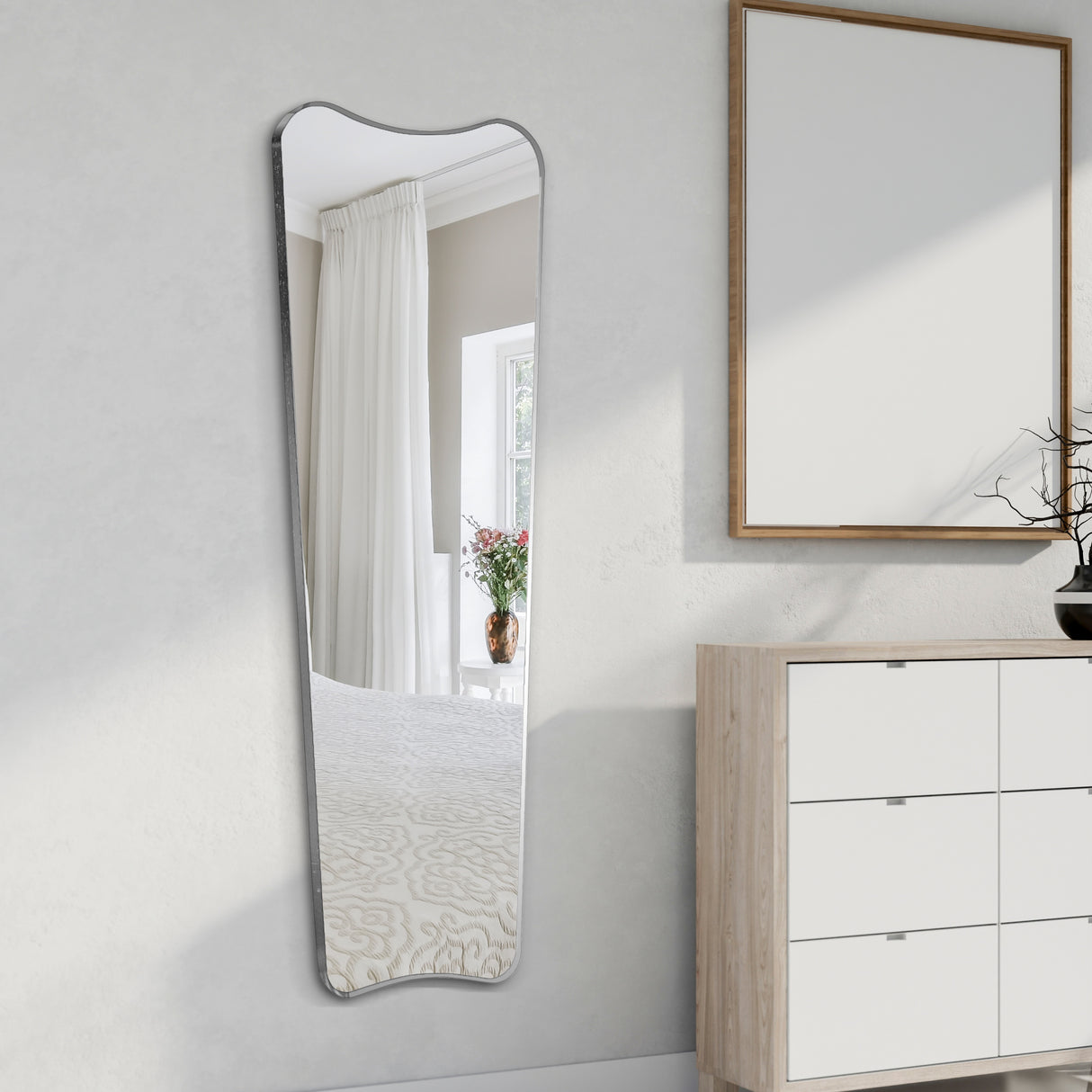 Alfie Rectangular Metal Framed Wall Mounted Full-Length Mirror