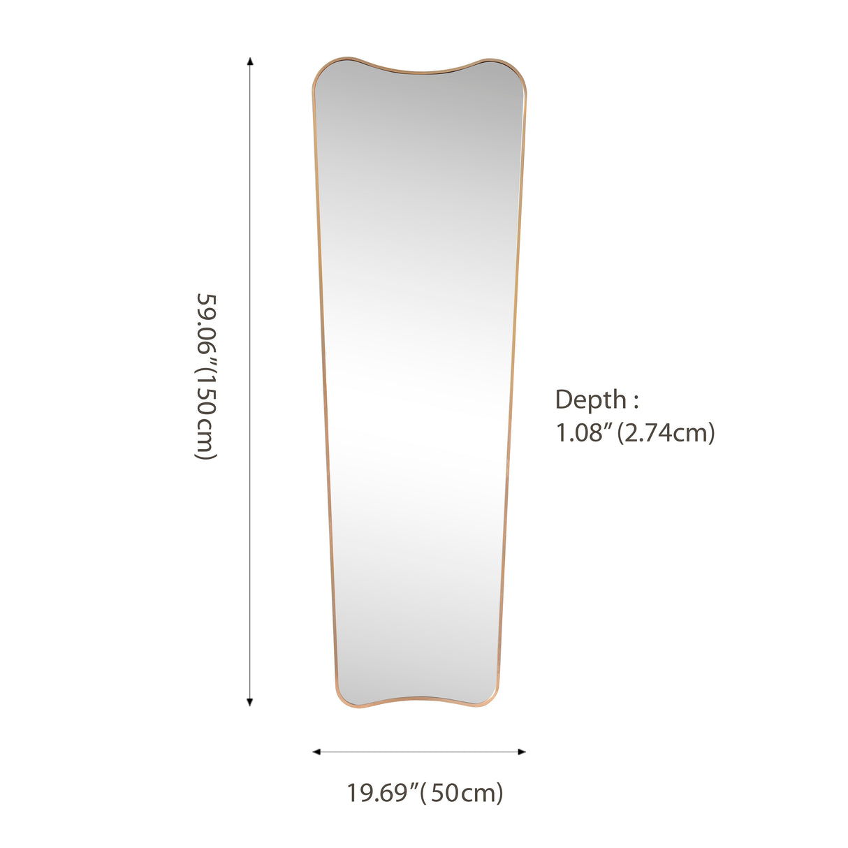 Alfie Rectangular Metal Framed Wall Mounted Full-Length Mirror