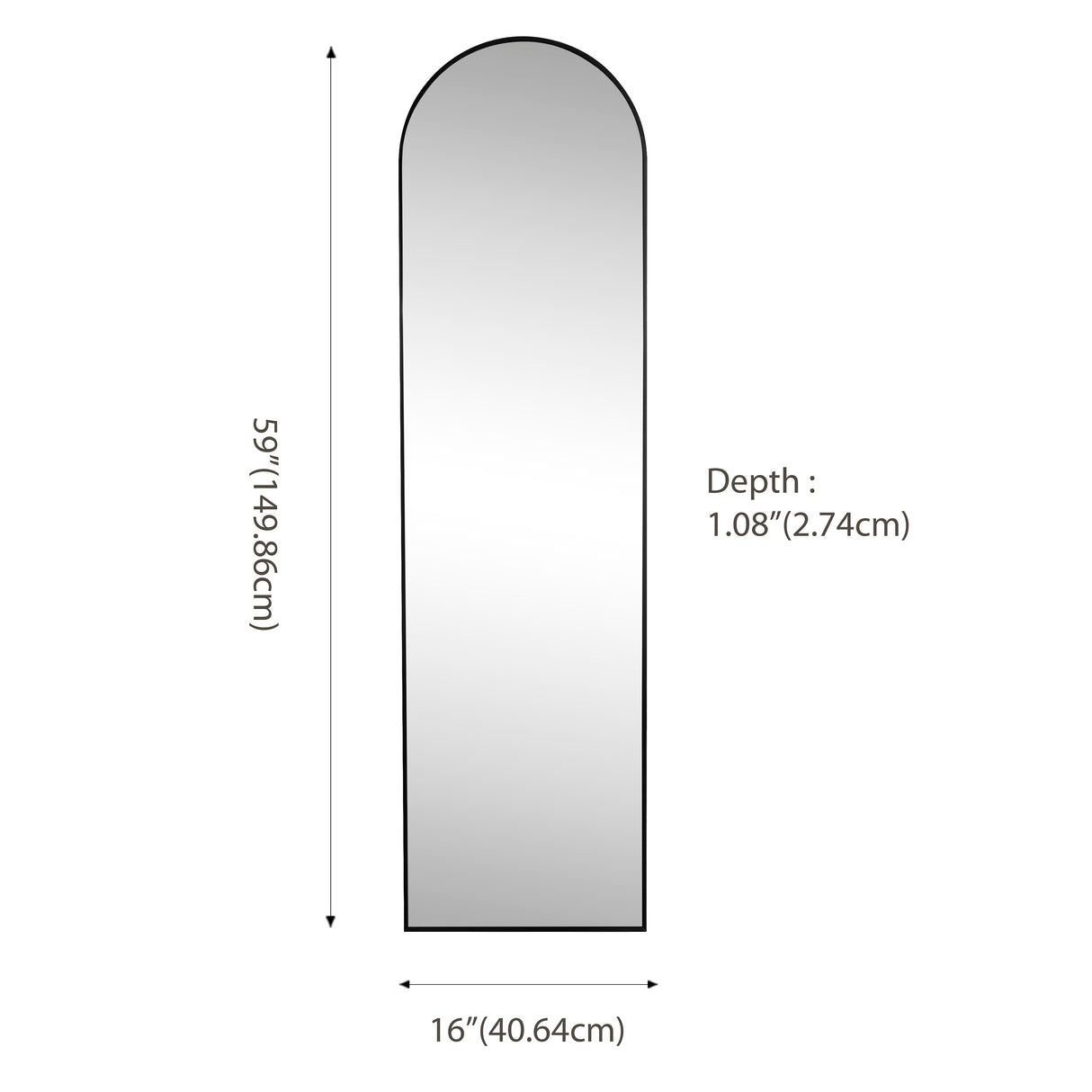 Adrian Large Arched Metal Framed Floor Full-Length Mirror