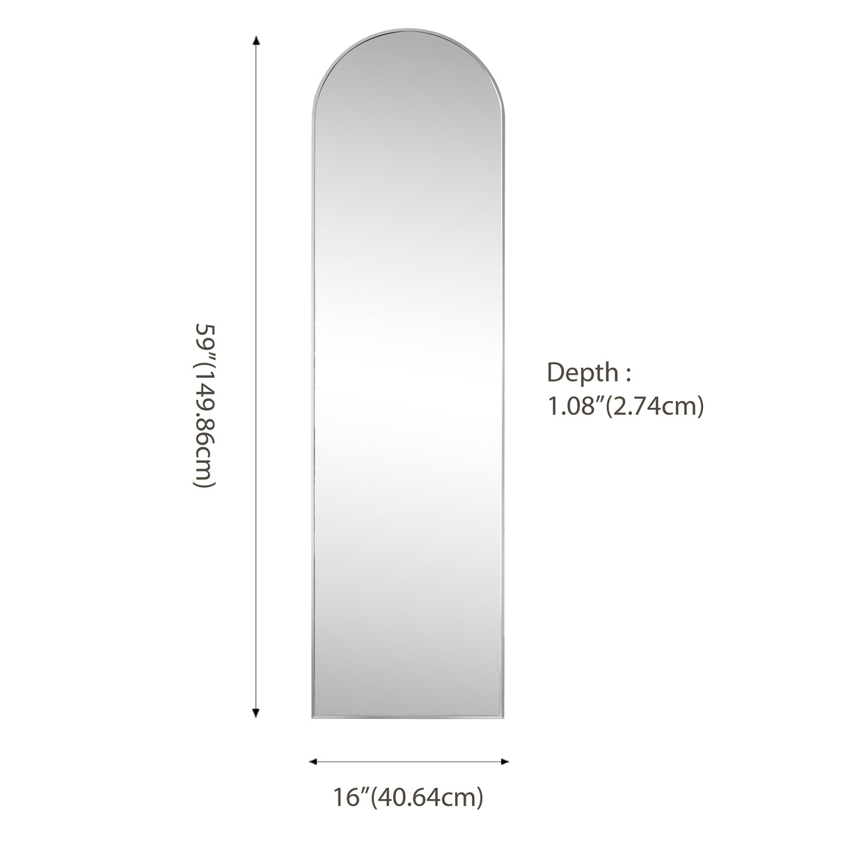 Adrian Large Arched Metal Framed Floor Full-Length Mirror