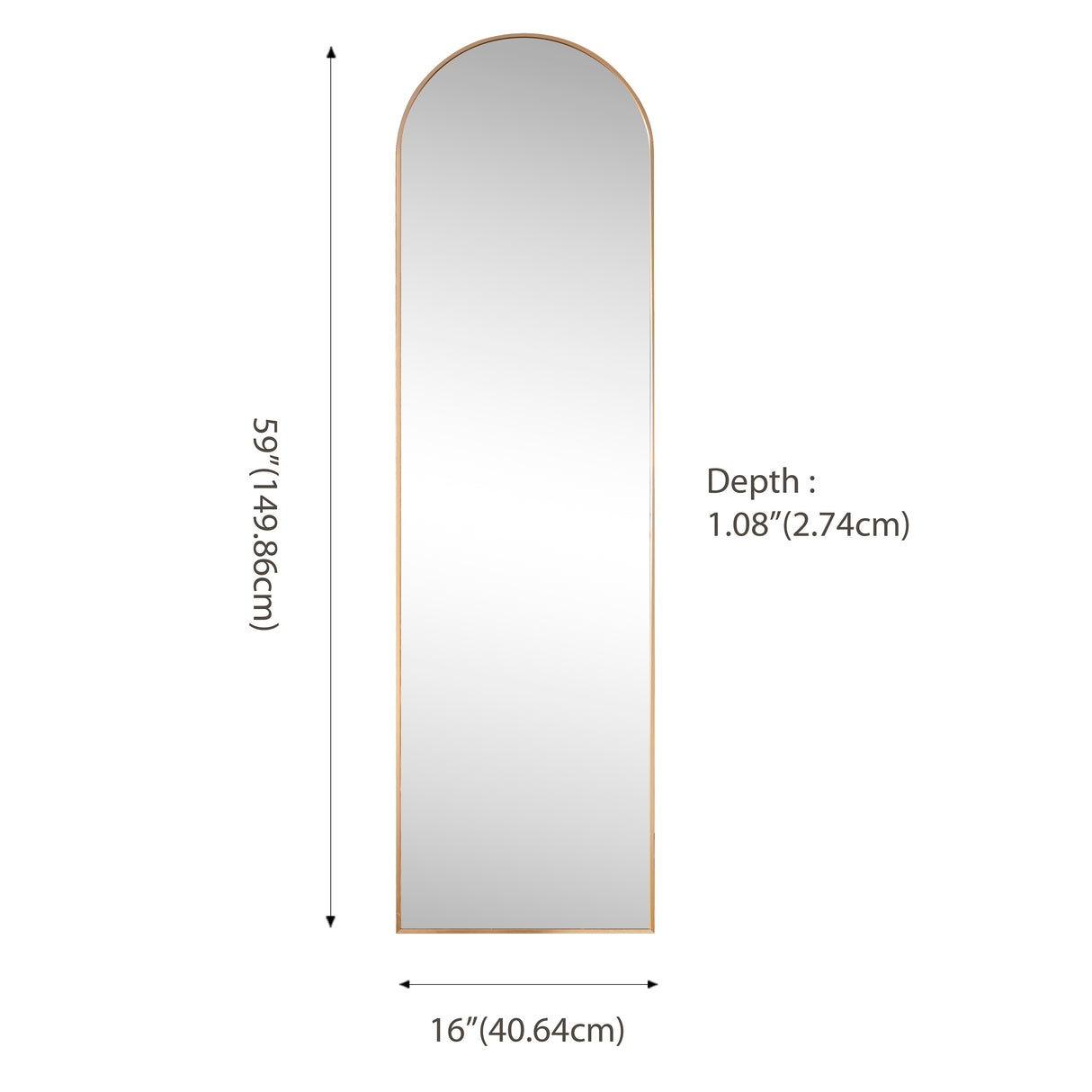 Adrian Large Arched Metal Framed Floor Full-Length Mirror