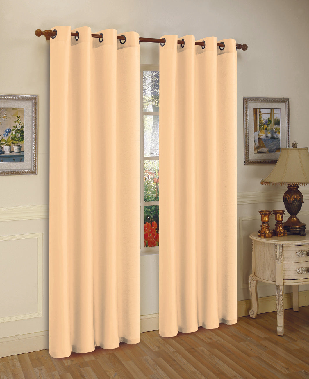 J&V Textiles 2 Panels Solid Grommet Faux Silk Window Curtain Drapes Treatment in 84" Length