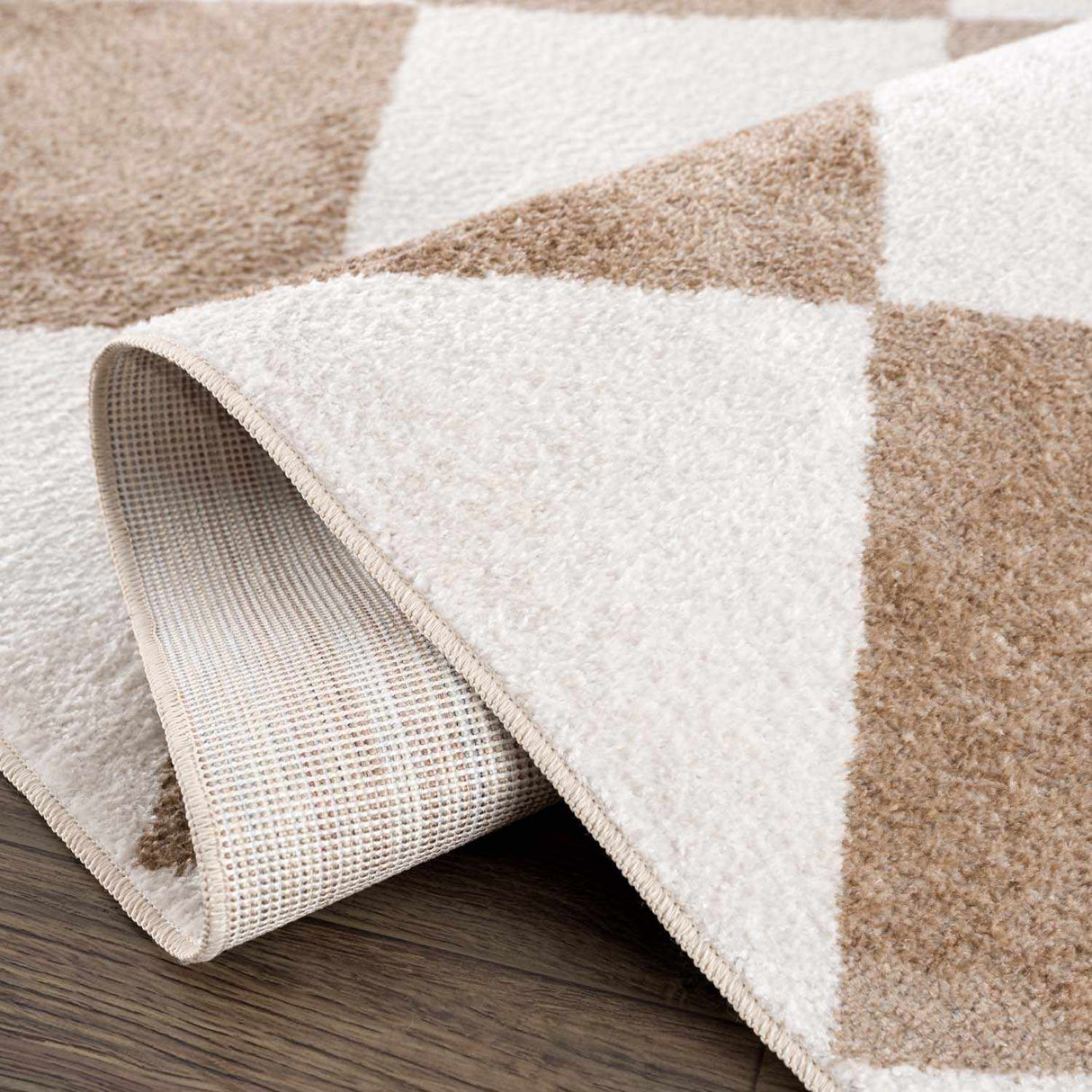 Ulric Brown Diamond Washable Area Rug