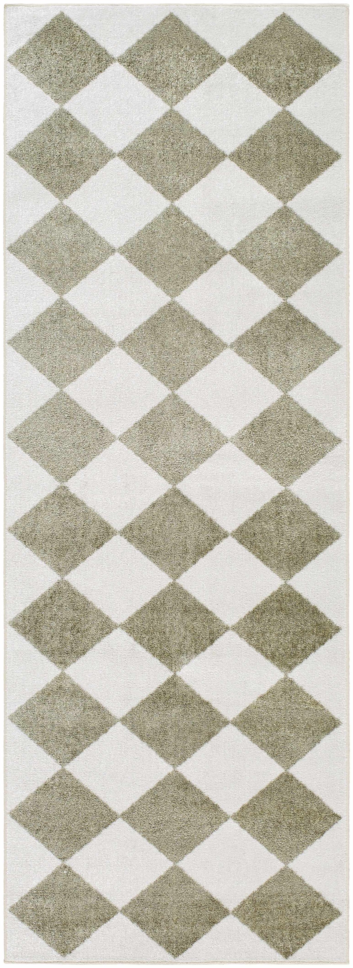 Ulric Green Diamond Washable Area Rug
