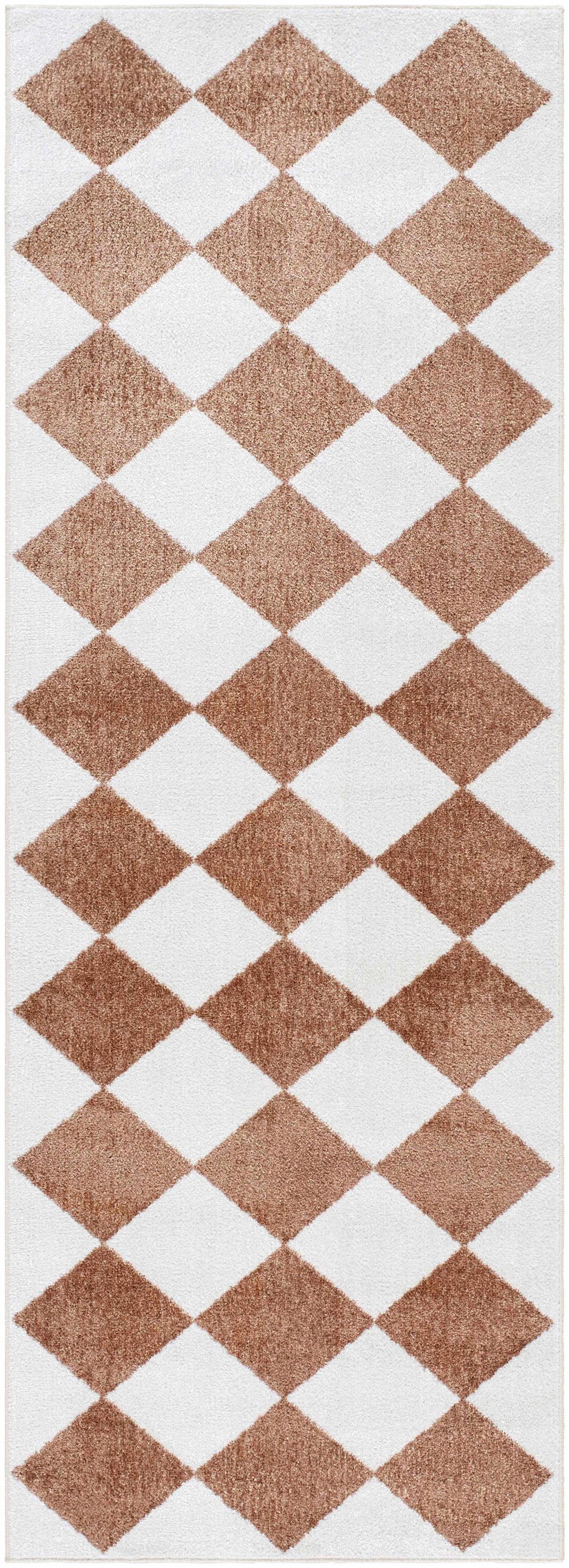 Ulric Chestnut Diamond Washable Area Rug