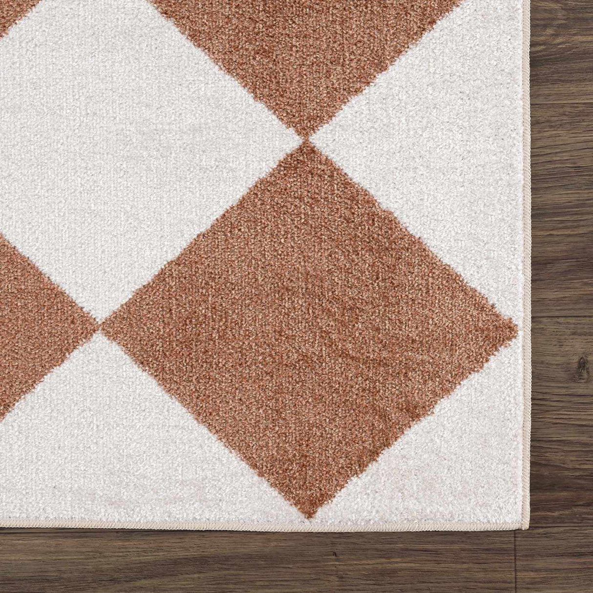 Ulric Chestnut Diamond Washable Area Rug