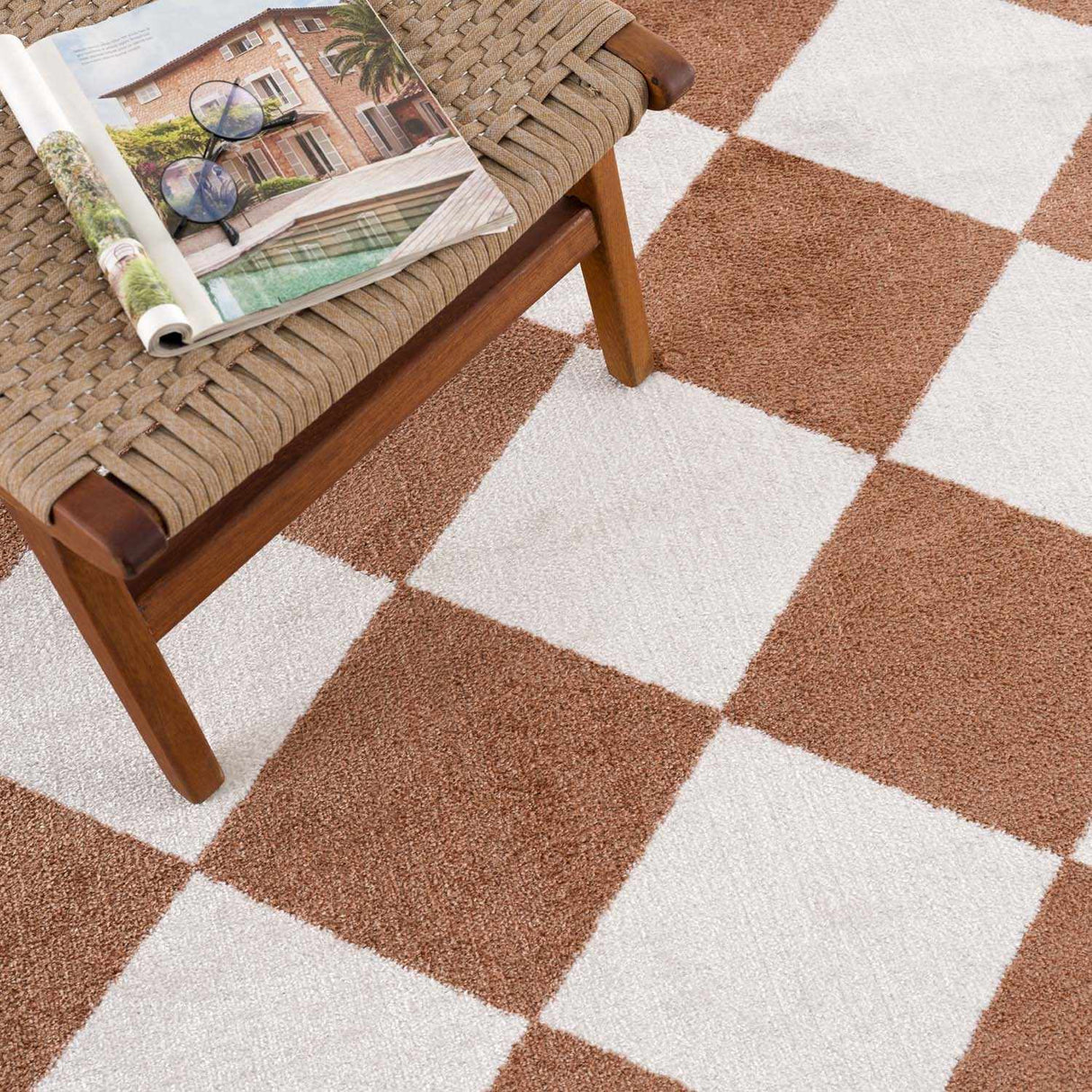 Ulric Chestnut Diamond Washable Area Rug