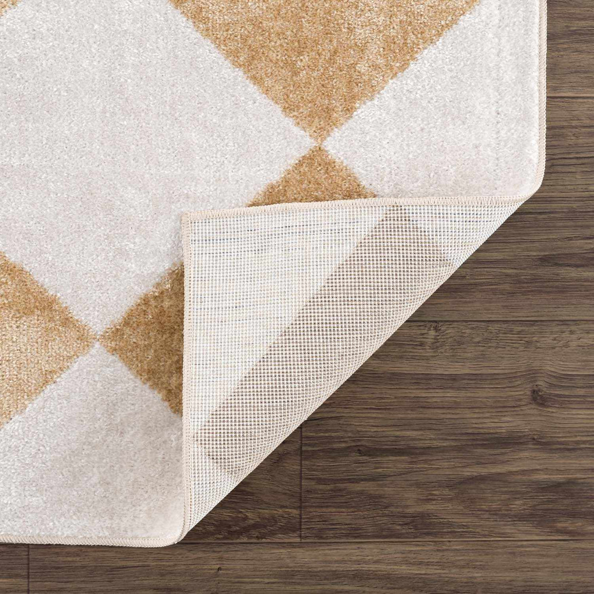 Ulric Light Brown Diamond Washable Area Rug