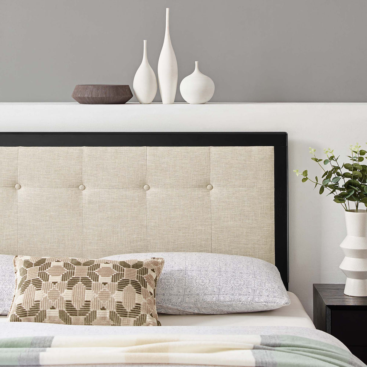 Draper Tufted Fabric and Wood King Headboard by Modway