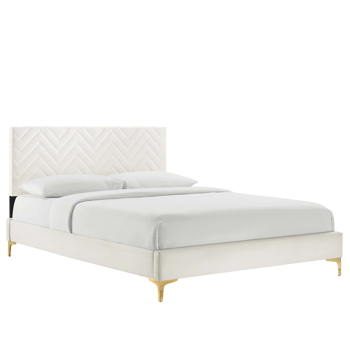 Leah Chevron Tufted Performance Velvet Queen Platform Bed by Modway