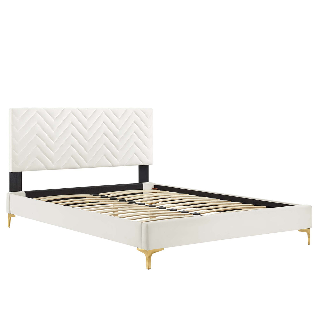Leah Chevron Tufted Performance Velvet Queen Platform Bed by Modway