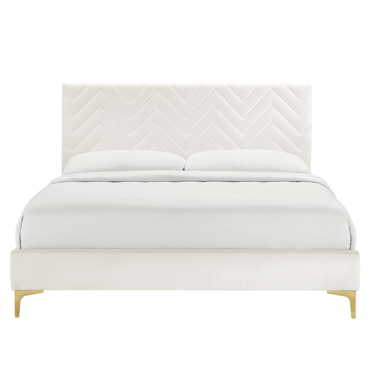 Leah Chevron Tufted Performance Velvet Full Platform Bed by Modway