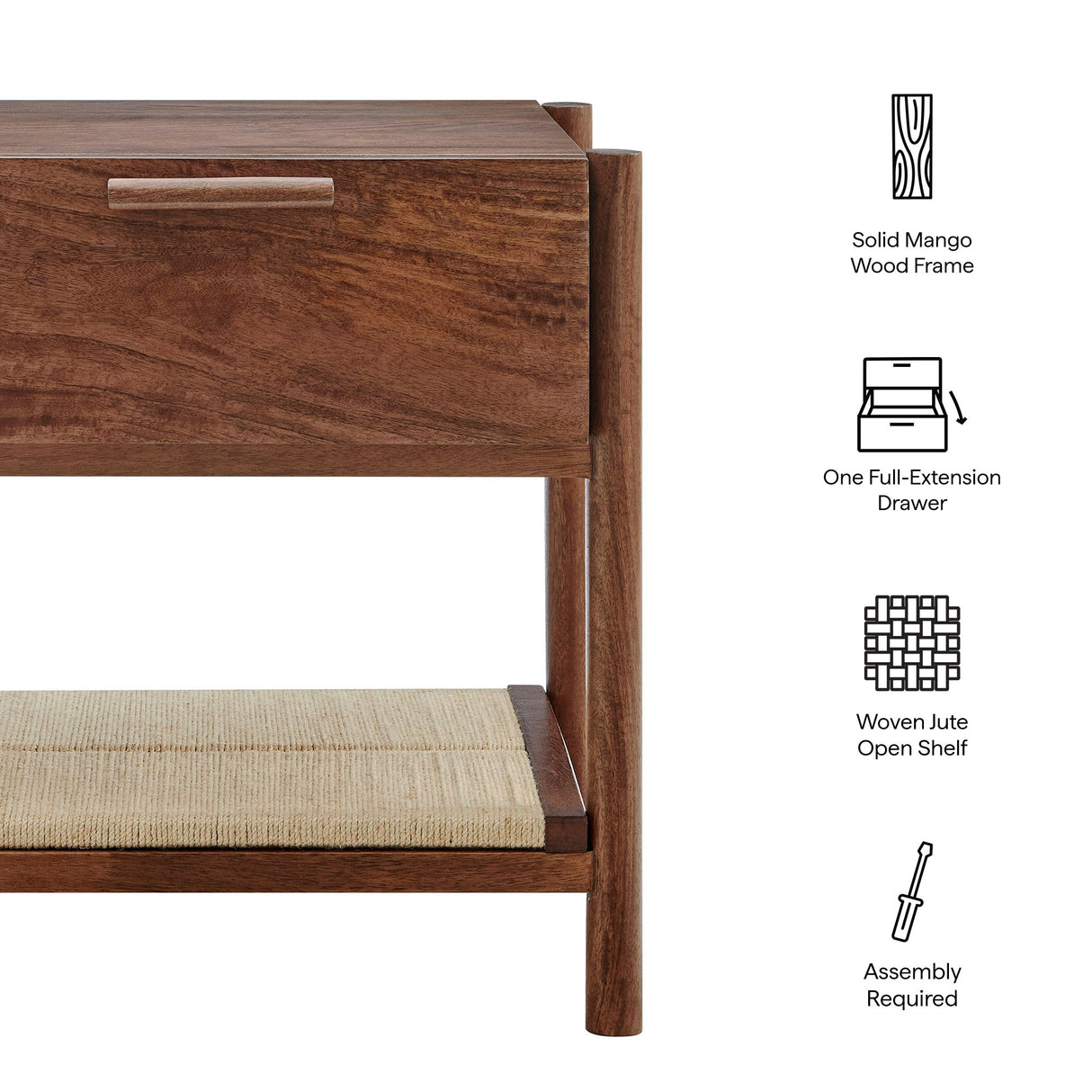 Oswin 1-Drawer Wood Nightstand by Modway