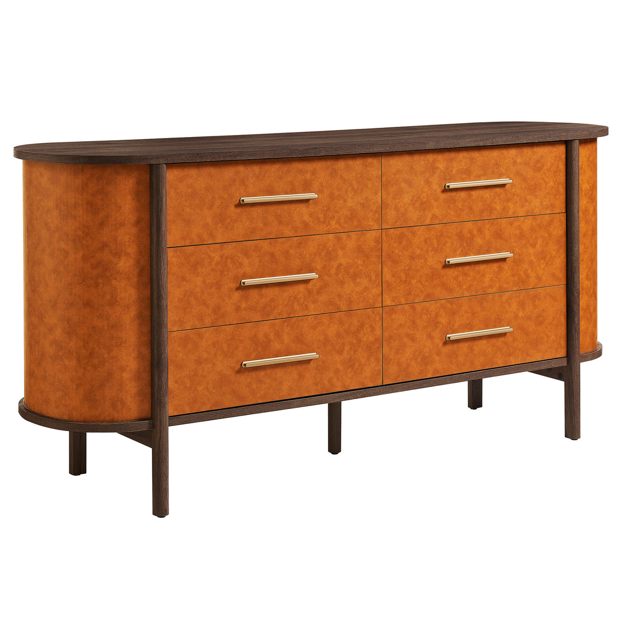 Coralie Curved 6-Drawer Vegan Leather Oval Dresser by Modway
