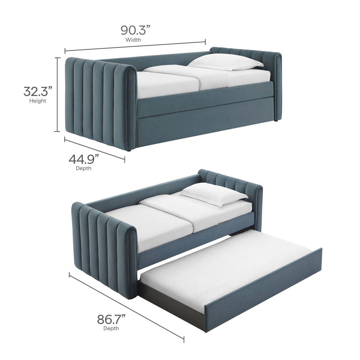 Veyla Channel Tufted Performance Velvet Twin Daybed With Trundle