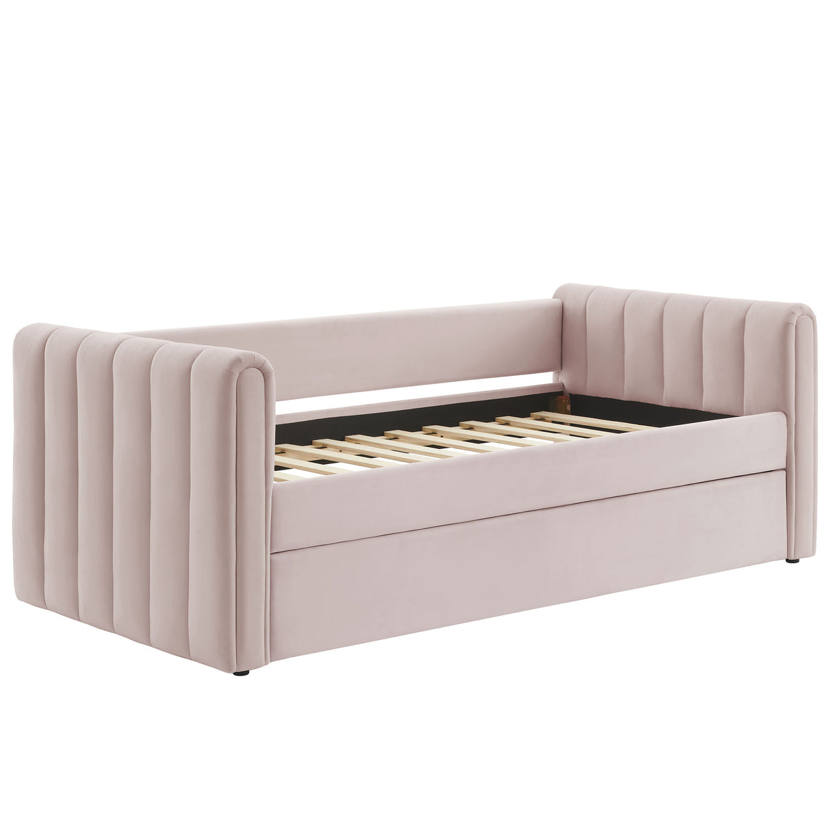 Veyla Channel Tufted Performance Velvet Twin Daybed With Trundle