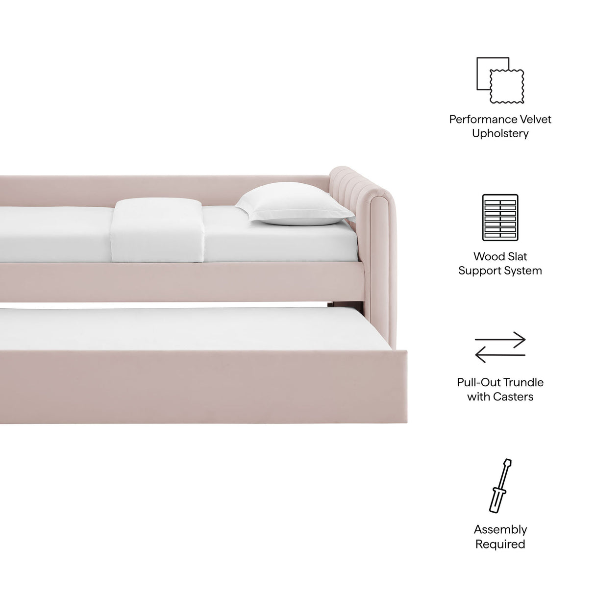 Veyla Channel Tufted Performance Velvet Twin Daybed With Trundle