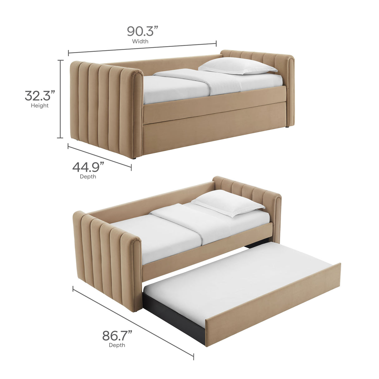 Veyla Channel Tufted Performance Velvet Twin Daybed With Trundle