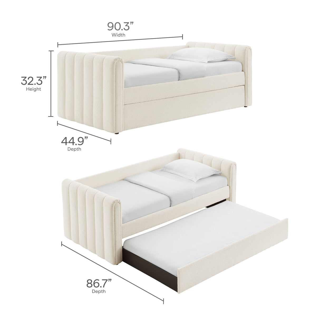 Veyla Channel Tufted Boucle Twin Daybed With Trundle by Modway