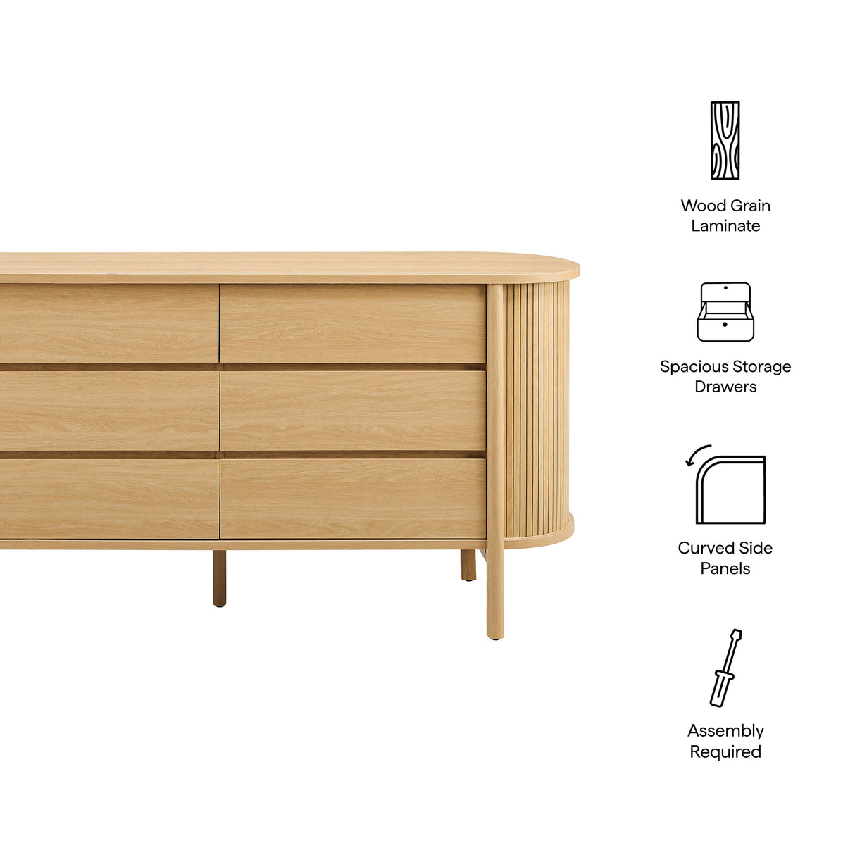 Cadence 6-Drawer Curved Dresser by Modway