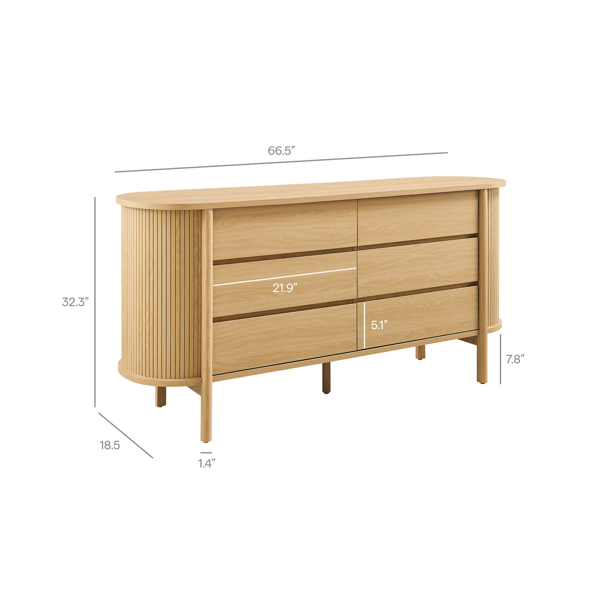 Cadence 6-Drawer Curved Dresser by Modway