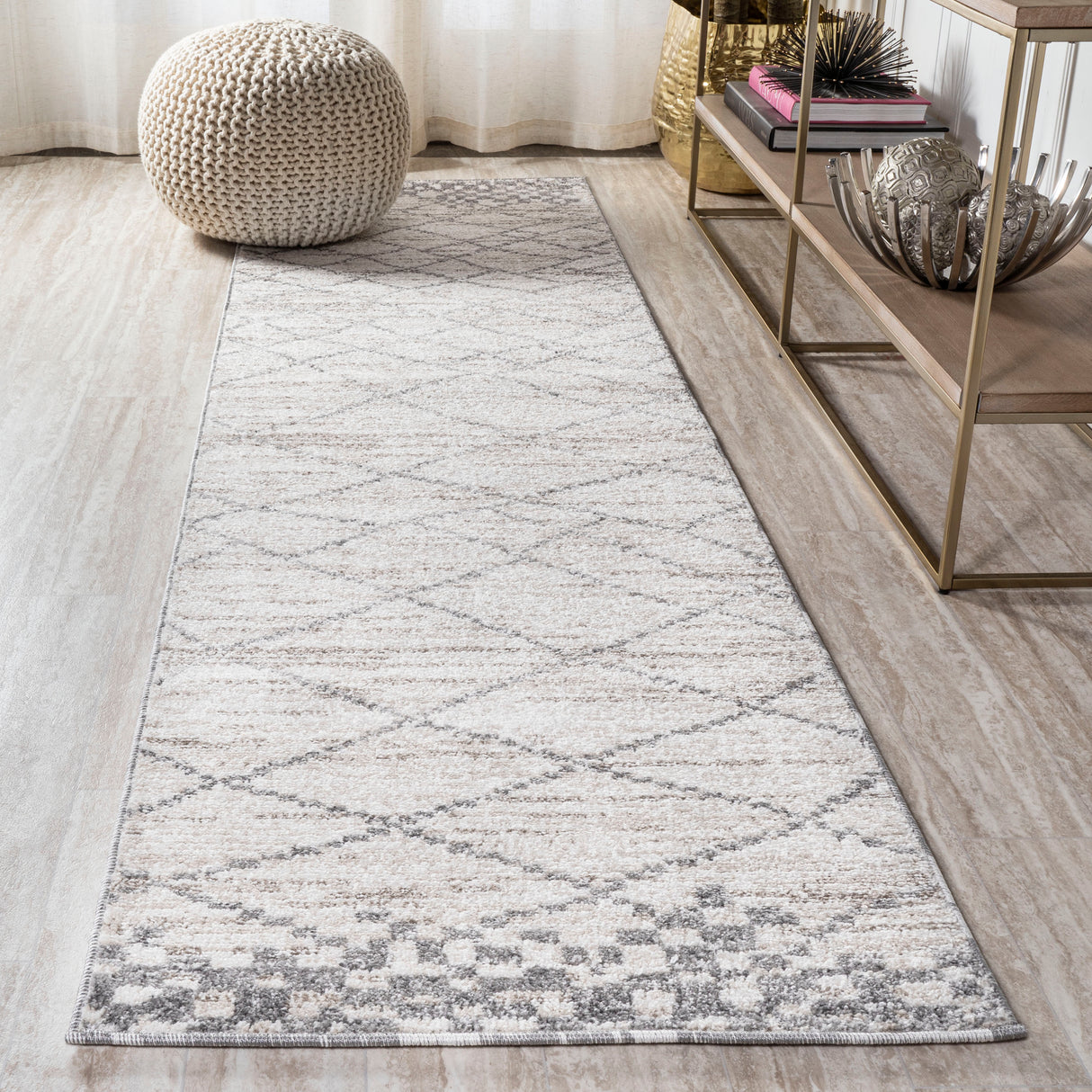 Asilah Moroccan Modern Diamond Runner Rug