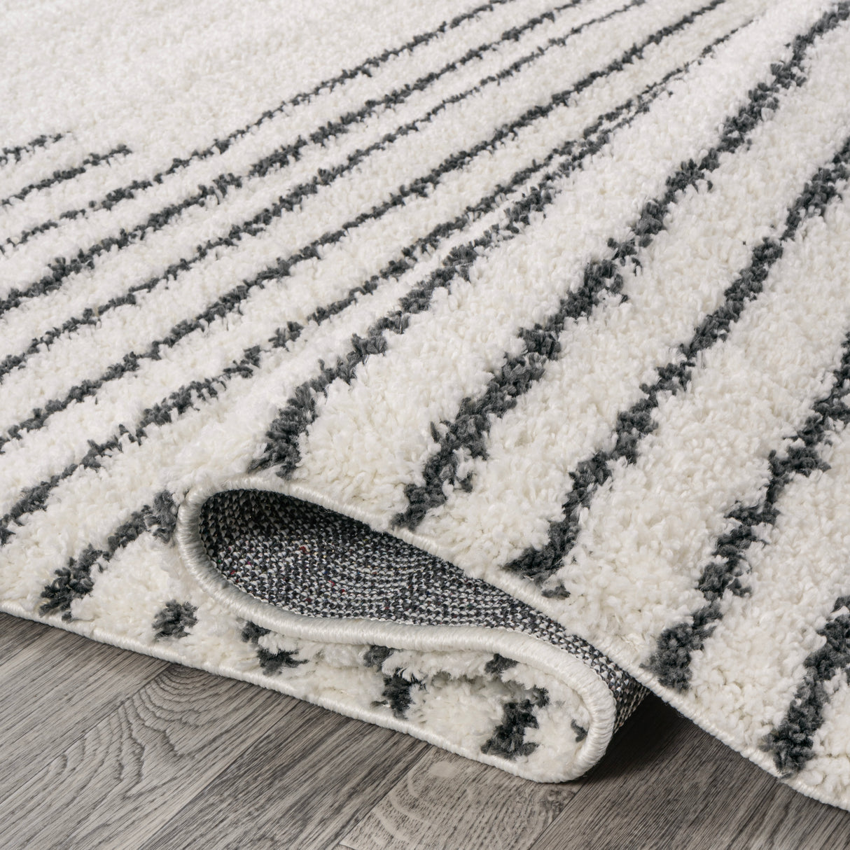 Petra Abstract Stripe Geometric Shag Runner Rug