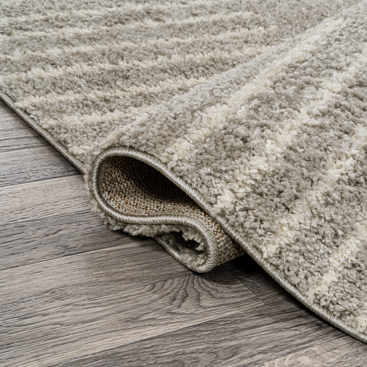 Petra Abstract Stripe Geometric Shag Runner Rug