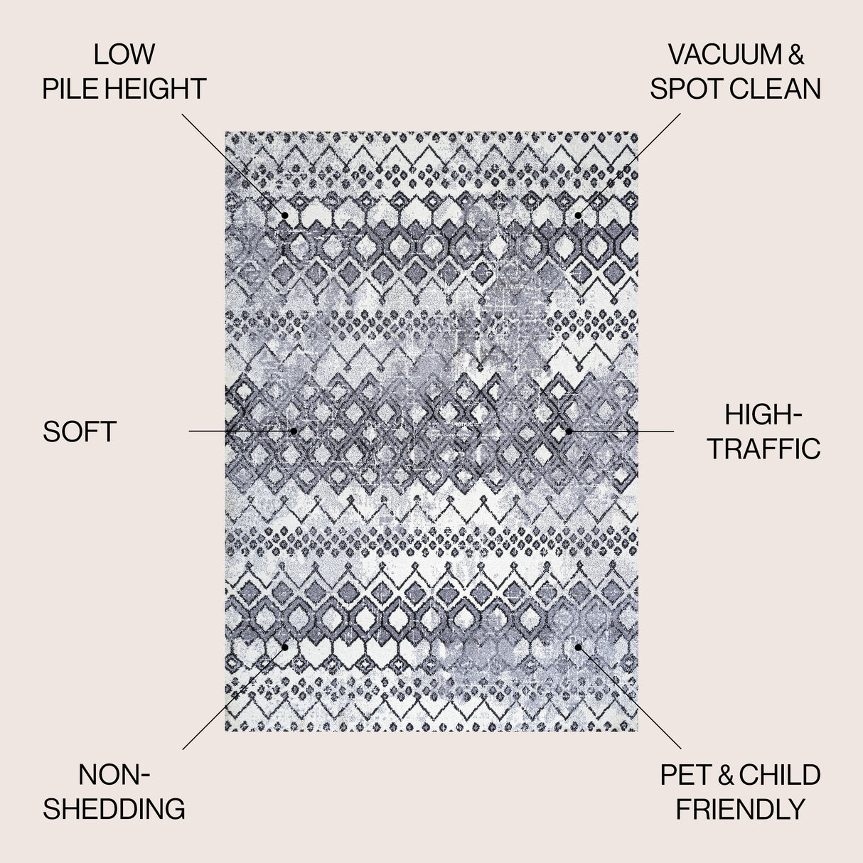 Azmar Moroccan Geometric Distressed Area Rug
